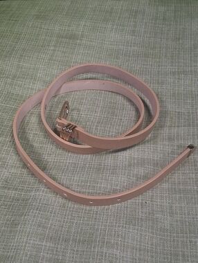 H&M Slim Beige Leather Belt with Gold Buckle
